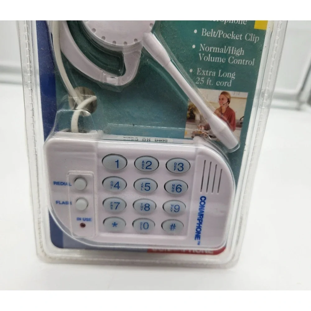 Conairphone Hands-Free Headset Telephone SW8260‎ Vintage White 25ft Cord New NIP